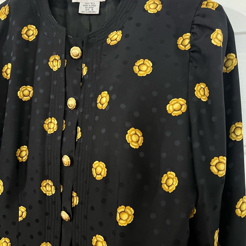 Maggy London Vintage Silk Skirt Suit Set 90s Floral Old Money Mob Wife Petites - Picture 8 of 14